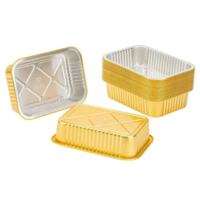 125ml golden square aluminum foil container can be heated in microwave and oven, safe and environmentally friendly