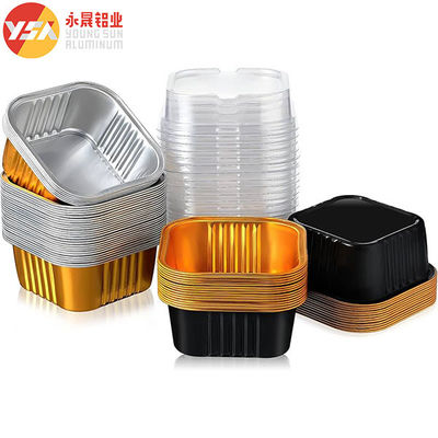 Square Black Smooth Foil Baking Pans​ Mini Disposable Cupcake Take-out Pan
