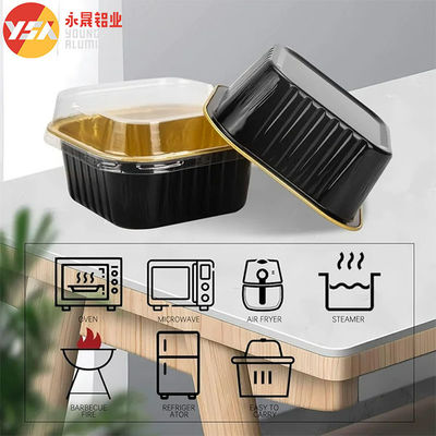 Square Black Smooth Foil Baking Pans​ Mini Disposable Cupcake Take-out Pan